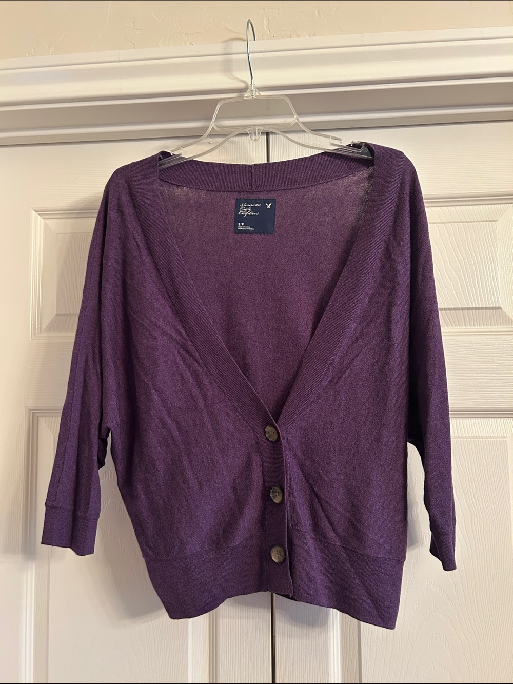 American Eagle Deep Purple Button Front Sweater Cardigan